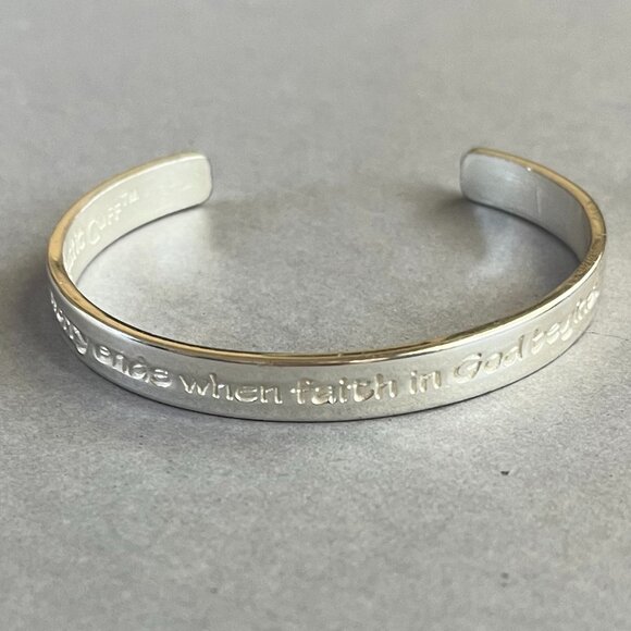 Rustic Cuff Stainless.30" wide "Worry ends when faith in God begins" Inspiration - Picture 1 of 4